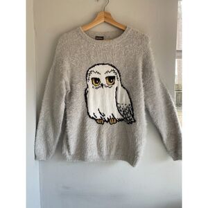 Harry Potter Primark Women's XS Hedwig Fuzzy Sweater Long Sleeve Grey Cozy